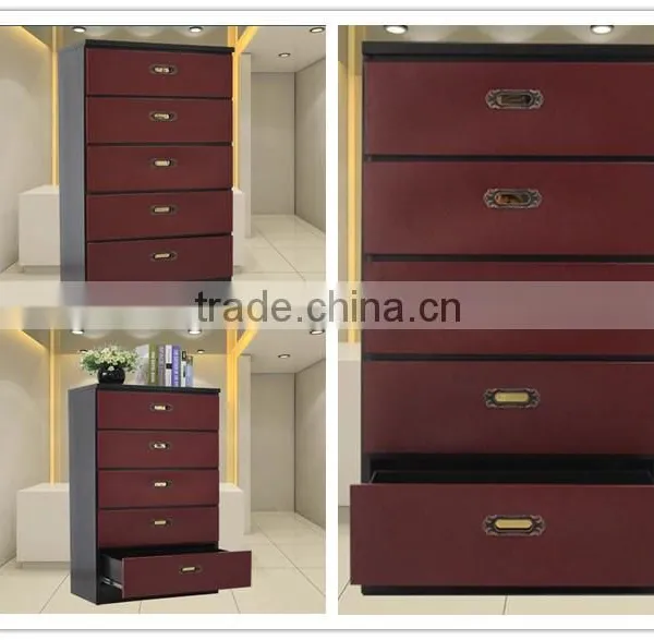 Space Saving Cabinet Designs Wine-red Colour Metal Drawer Cabinet Small Storage Cabinet On Table Top photo-3