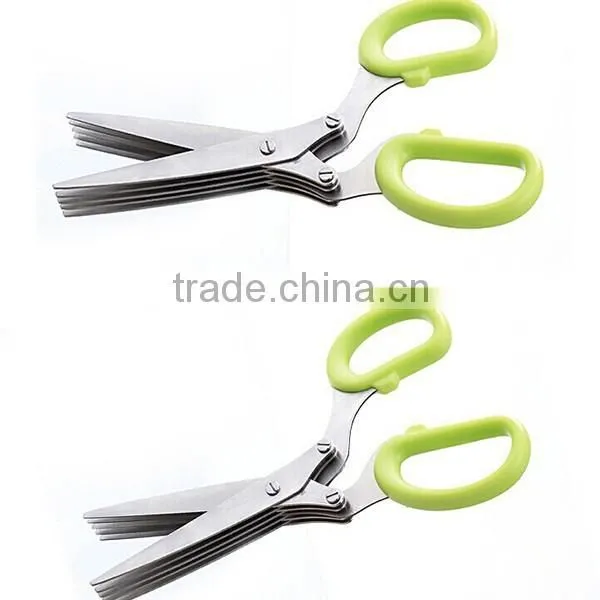 2015 New in Stock Kitchen Herb Scissors 5 Blade Stainless Steel and PP Plastic Handle photo-3