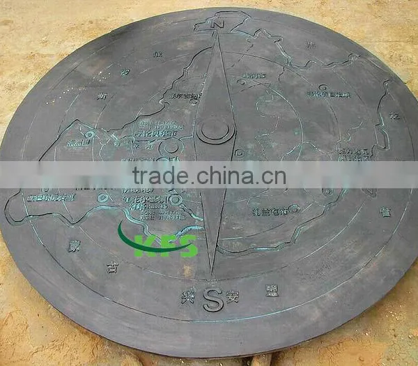 Bronze compass map relief