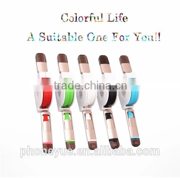 2016 Newest 2 in 1 Type a to Type b Retractable Usb Cable for Iphone and for Samsung