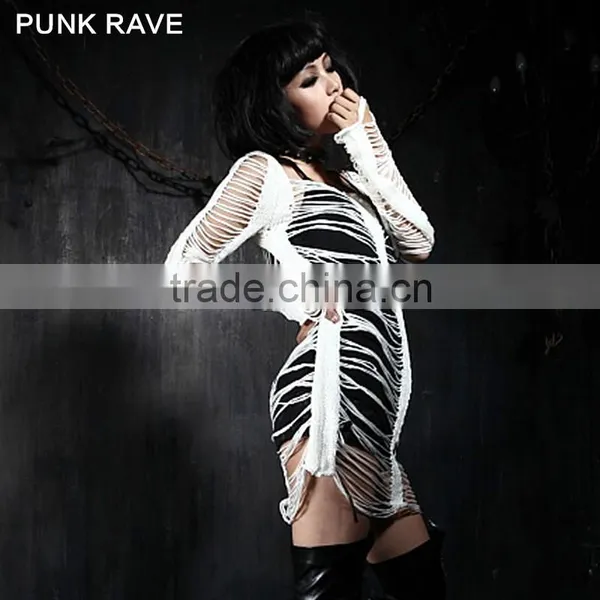 M-018 Sexy Lady White Fully Fashioned Sweaters With Cute Skeleton Pattern photo-2