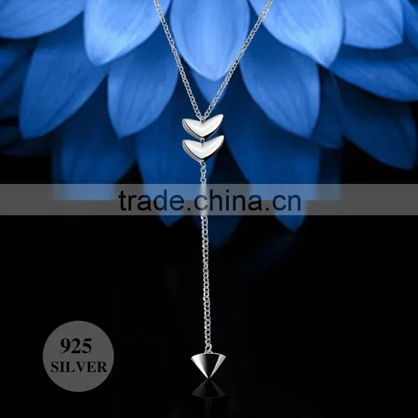All Silver Fancy Long Chain Women Layered Necklace With Rhodium Plated