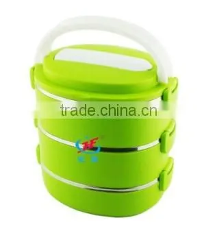 2014 New Design Printed Bento Stainless Steel and PP Plastic Lunch Box 3 Tiers With Buckle photo-3