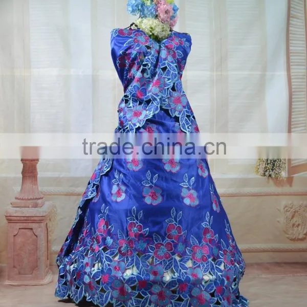 Guangdong Supplier Big Flowers Pattern Geroge Korea Silk Lace Fabrics With Stones photo-3