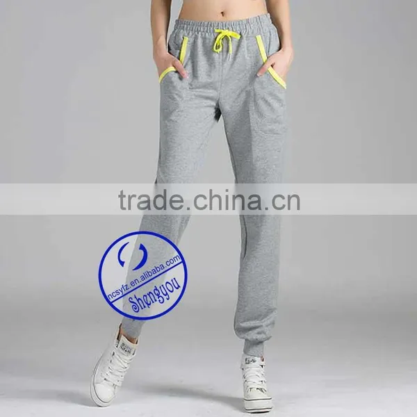 2015 Custom Newest Design French Terry Woman Slim Jogger Pants photo-5