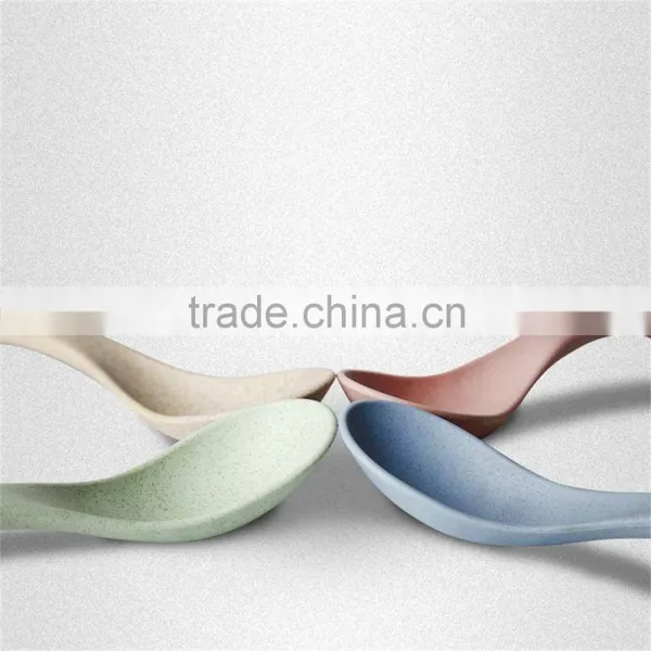 Wheat Straw Plastic Tableware Colorful Spoon Set photo-2