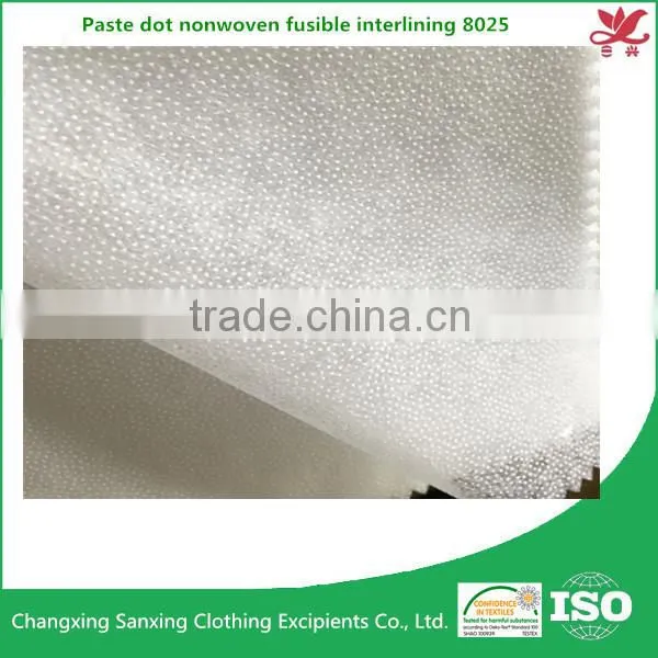 Nonwoven interlining fabric 8025 paste dot fusible interlining