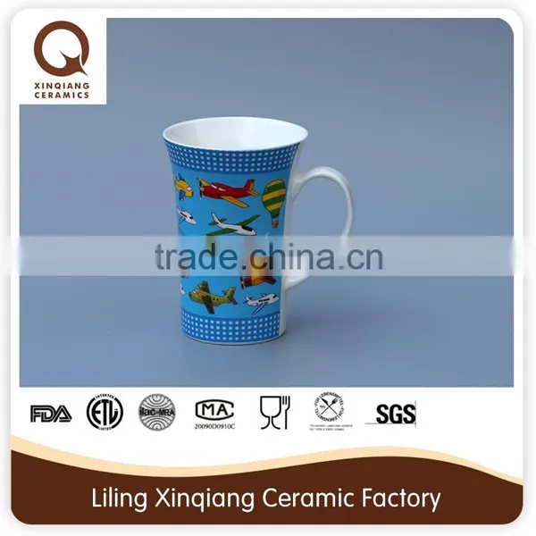 New Item 12oz Ceramic Horn Mug With Plane Decal photo-4