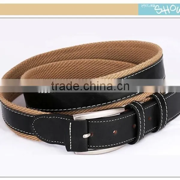 Man Men Male Belts Canvas Plus Cowhide Leather photo-3