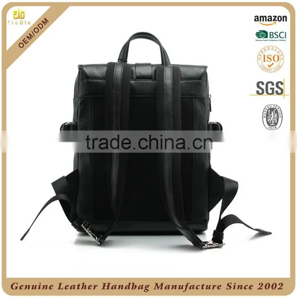 Guangzhou Manufacturer 100% Real Leather Mens Bag Cowhide Vintage Backpack for Men, OEM Backpack Men Leather in Black Color photo-4