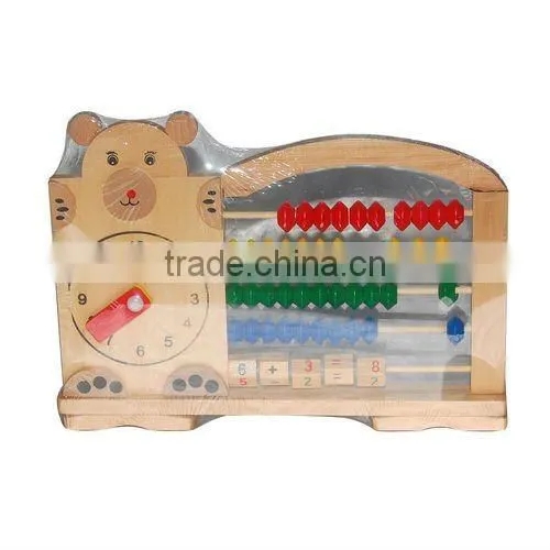 28*20.5*3.5cm Top Quality Wooden Abacus With Clock Toys for Promotions