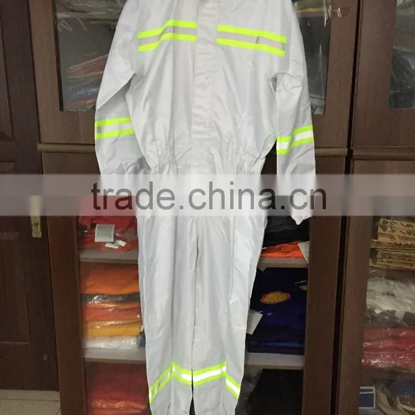White Coverall With Reflective Tapes 200D Oxford/PVC Coating photo-3