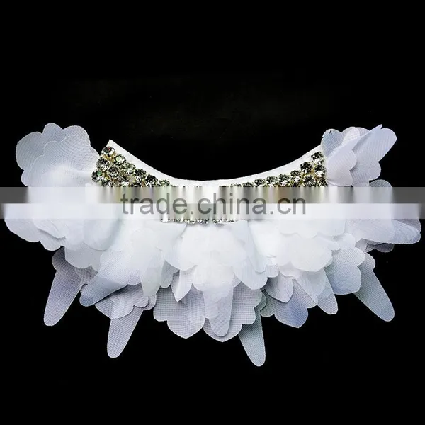 New Collars~ Baby Crystal Rhinestone Collars Chiffon Flower for Baby Garment