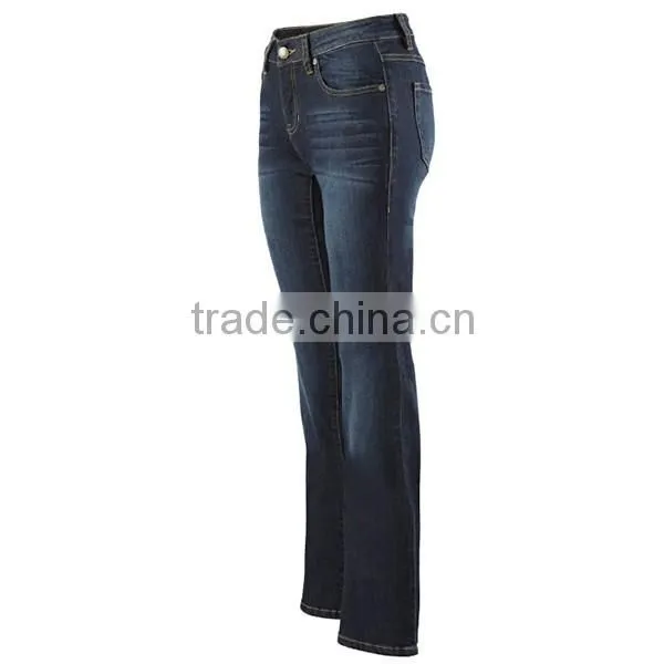 Custom Jeans Pants Fashion Dark Blue Ladies Low Waist Jeans photo-3