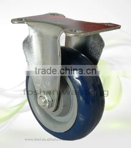 5 Inch Black Metal Plate Industrial Fixed Polyurethane Caster Wheel photo-5
