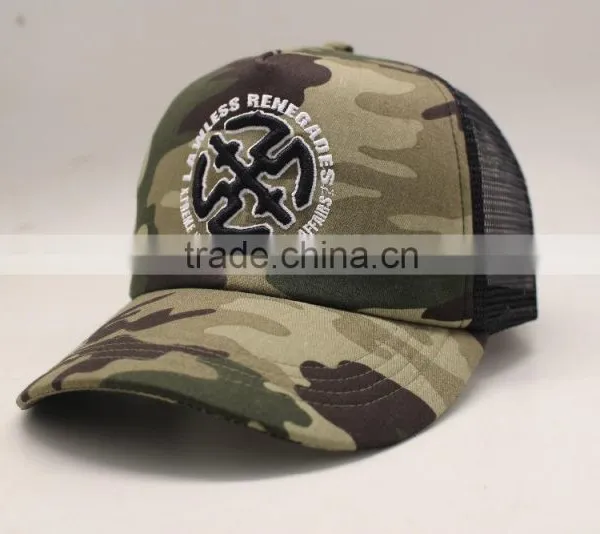 Custom Snapback Trucker Hats and Caps/wholesale Embroidered Camo Mesh 5 Panel Hat photo-3