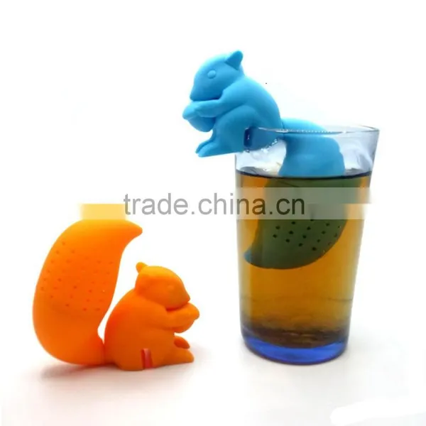 3D Custom Cartoon Design Squirrel Shaped Tea Strainer Silicone photo-4