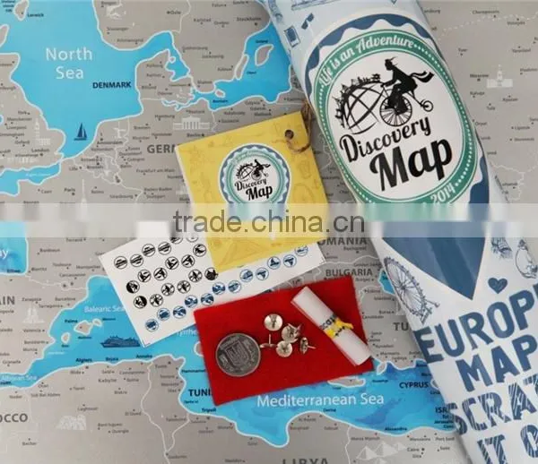 Detailed Europe Map With Scratch off Stickers Large Size Tube Packaging photo-6