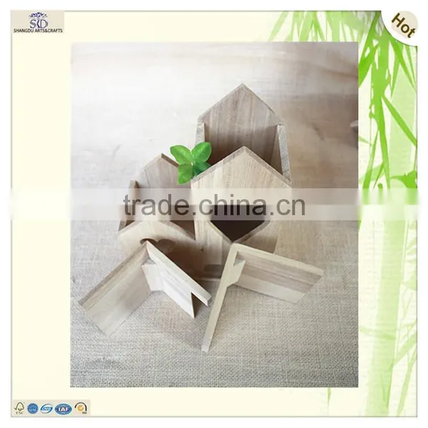 Craft Heart Shaped Twins Wooden Bird House Cage photo-5