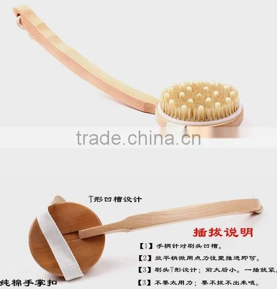 Cy301 Extra Long Curved Handle Wooden Back & Bath Brush With Natural Bristle and Massage photo-5