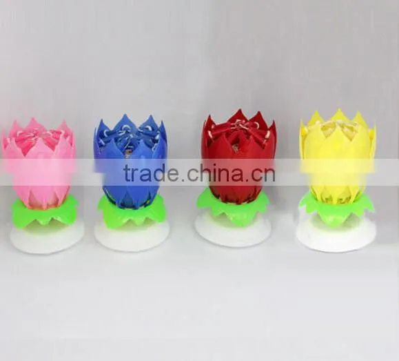 the Most Popular Happy MUSIC Birthday Lotus Flower Candle Export in 2015 photo-3