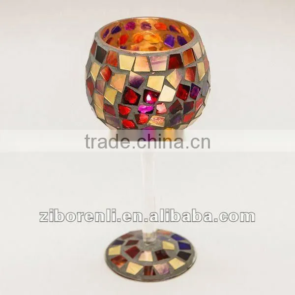 Red Mosaic Goblet Candle Holders photo-5