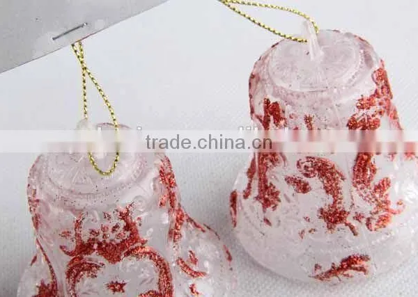 3PC Christmas Decoration Bell Shape Transparent Plastic Christmas Pendant photo-3