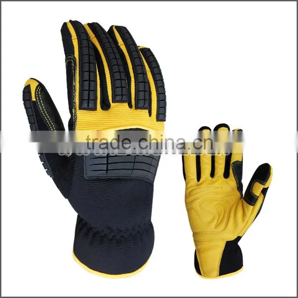 Golden Goatskin Leather Cut Resistant Gloves For Industry