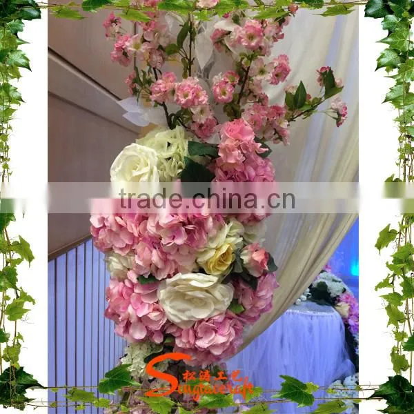 Songtao Design Various Artificial Distributor Flower Pink & Whiten Sakura Wedding Stage Decoration photo-5