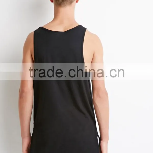 Stylish Black Loose Blank Wholesale Singlets photo-3