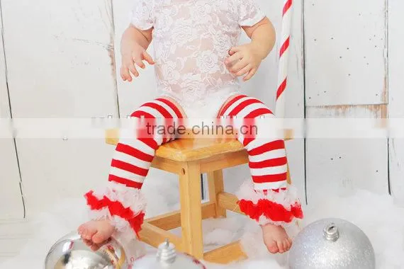 Christmas Baby Legging Warmers Stripe Ruffle Kids Leg Warmers photo-3