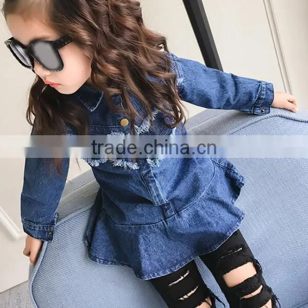 Zm35703a New Pattern Shirt Dresses Childrens Girls Autumn Jeans Dress photo-2