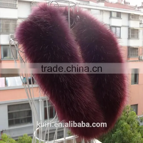 Factory Price Fur Trim/Faux Fur Natural Raccoon/fox Fur Large Fur Collar photo-4