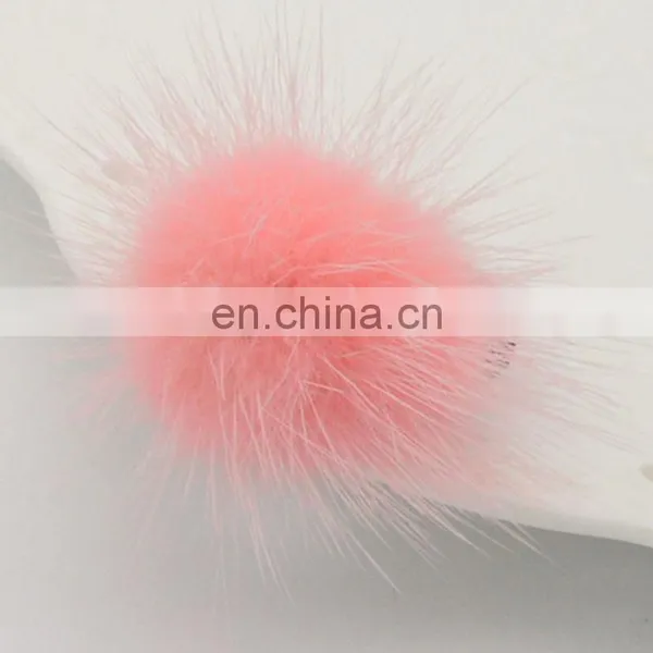 Cute Small Round Mink Fur Ball Hair Accessory for Kids Girl Decoration photo-4