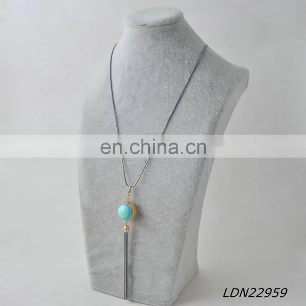 Latest Desion Cat's Eye Opal Ston With Suede Tassels Necklace photo-3