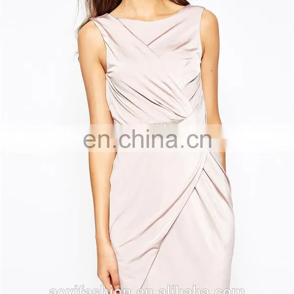 Latest Women Clothing Low V-back Sleeveless Bodycon Dress With Embellished Waist photo-5
