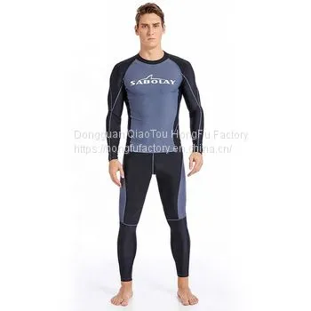Custom logo print men's swimwear beachwear two piece long sleeve rash guard