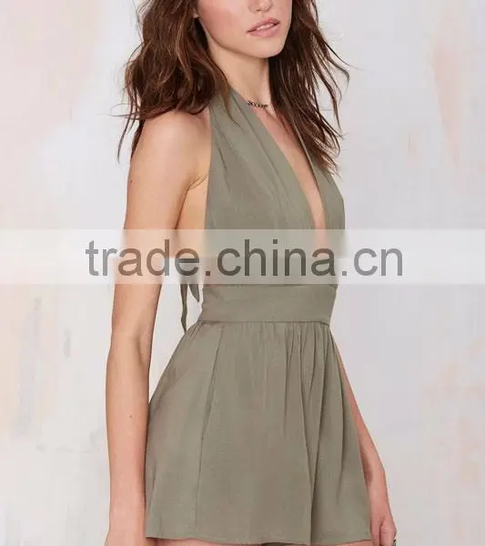 Customized Sexy V Neck Jumpsuit And Backless Women Romper photo-3
