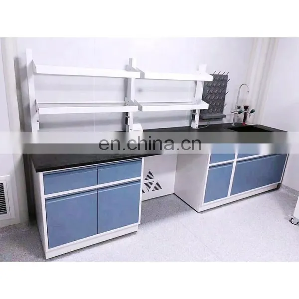 Lab Furniture Table Steel Work Bench With Reagent Rack photo-3