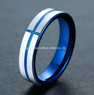6mm 8mm Blue Tungsten Carbide Rings