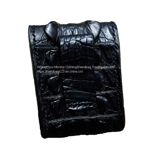 Handmade Leather Goods Black Crocodile With Bone Coccyx Men's Personality Soft Pack Cigarette Case Protective Case Portable Waist Hanging Cigarette Pack photo-3