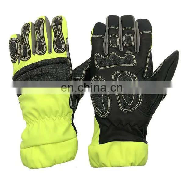 Firefighter Rescue Fire Resistant Heat Insulation Protection Sheepskin Safety Firemen Working Gloves