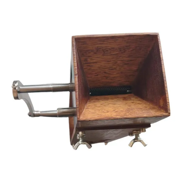 Home-use Small Wooden Funnel Malt Crusher, Mini Stainless Steel Double Roller Hand-cranked Mill photo-3