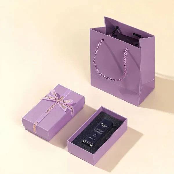 Rectangular Purple Package Gift Paper Box photo-4