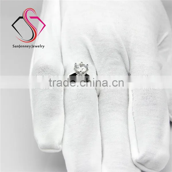 Round Cut Moissanite 6 Prong Solitaire 1 Carat 6.5mm Center 14k White Yellow Gold Diamond Engagement Ring photo-5