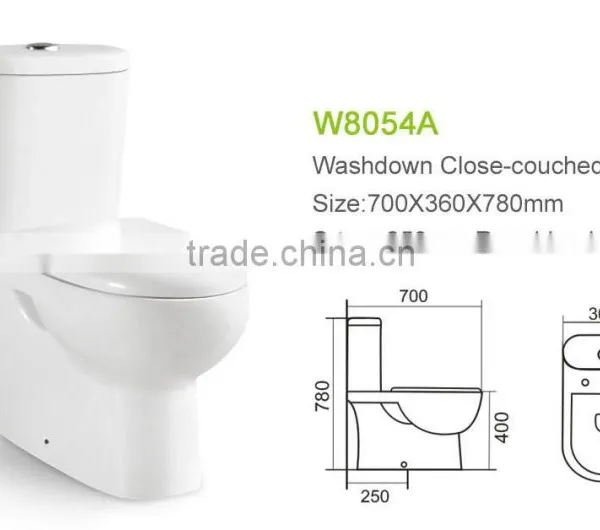 Porcelain Washdown Two Piece Toilet wc W8054 photo-2