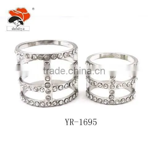 Wedding Bling Multi Layer Pave Crystal Love Couple Ring Jewelry Wholesale photo-2