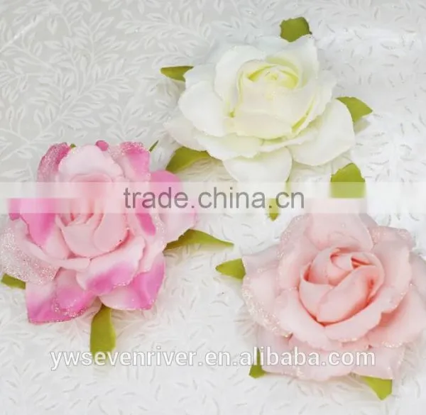 Bright Pink Simulation Edge Rose 8 cm Flower Heads Artificial Silk Cloth DIY Wedding Flowers Direct Selling Small Wholesale