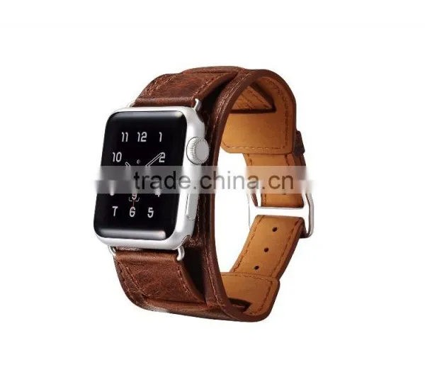 ICARER Double Bukle Genuine Leather Watch Band For 38mm Apple Watch Bracelet With 3 Wear Method With Watchband Connector MT-4831 photo-5
