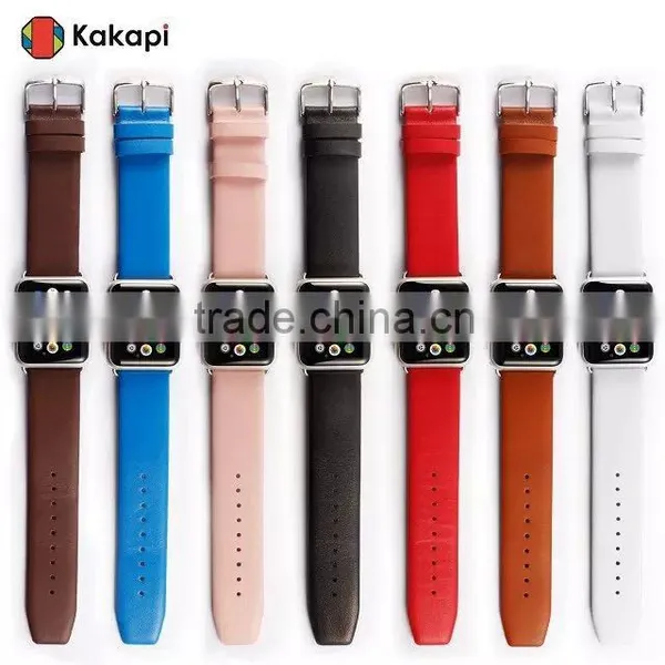 Kakapi One Buckle Smooth Leather Watch Band Wrist Strap With Watchband Converter For 42MM Apple Watch MT-3911 photo-2